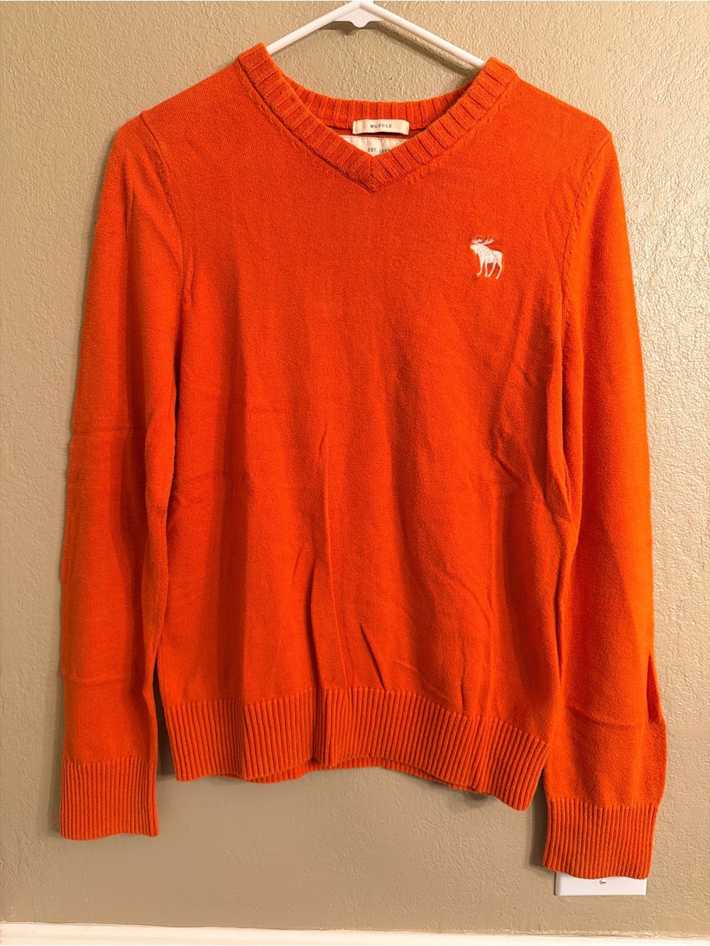 Vintage Abercrombie & Fitch Orange V-Neck Sweater